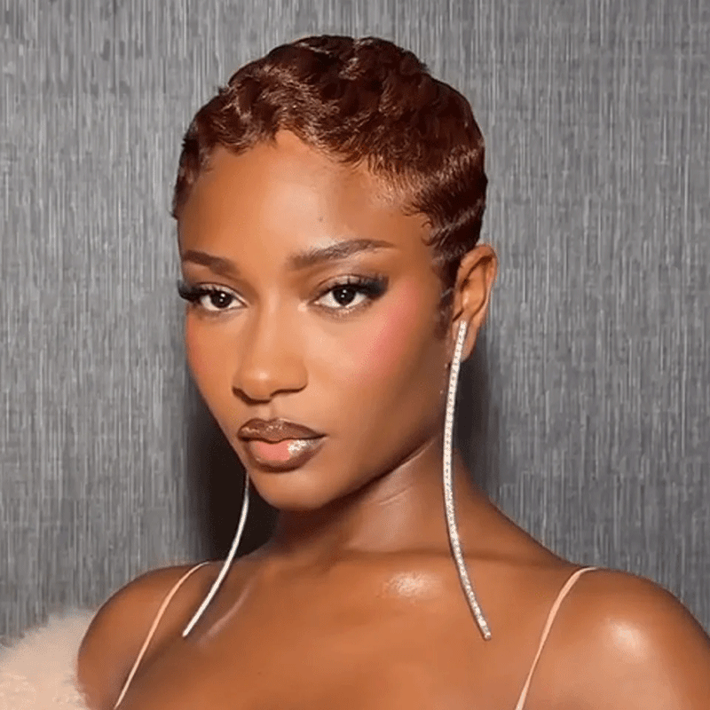 Modern Full Transparent Lace Super Short Brown Wig