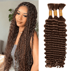 Extension Bulk Hair For Bohemian Braiding Chocolate Brown Color Deep Curly Human Hair