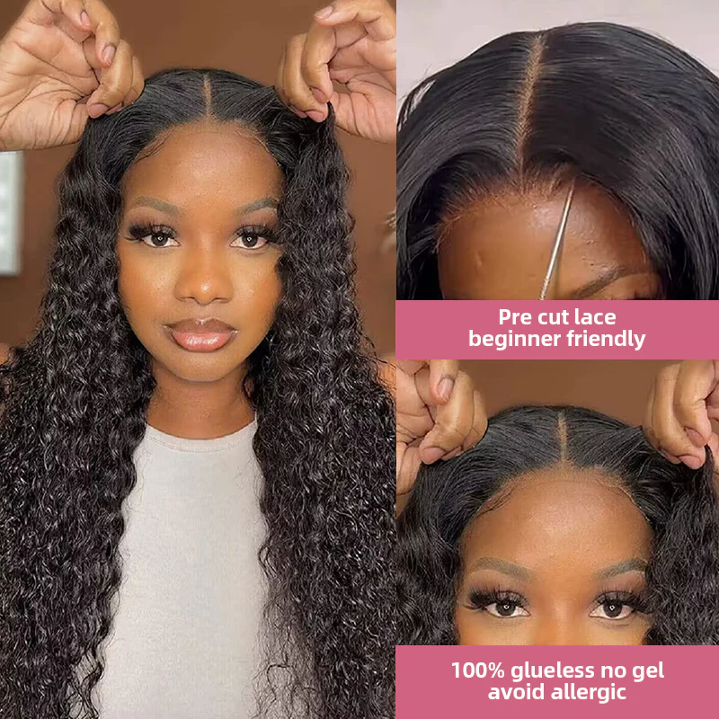 5x5 Glueless Wig Wear Go Brazilian Deep Curly Human Hair