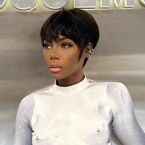 Glueless Easy To Wear Pixe Cut Straight Short Bob Human Hair Wig