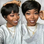 Glueless Easy To Wear Pixe Cut Straight Short Bob Human Hair Wig