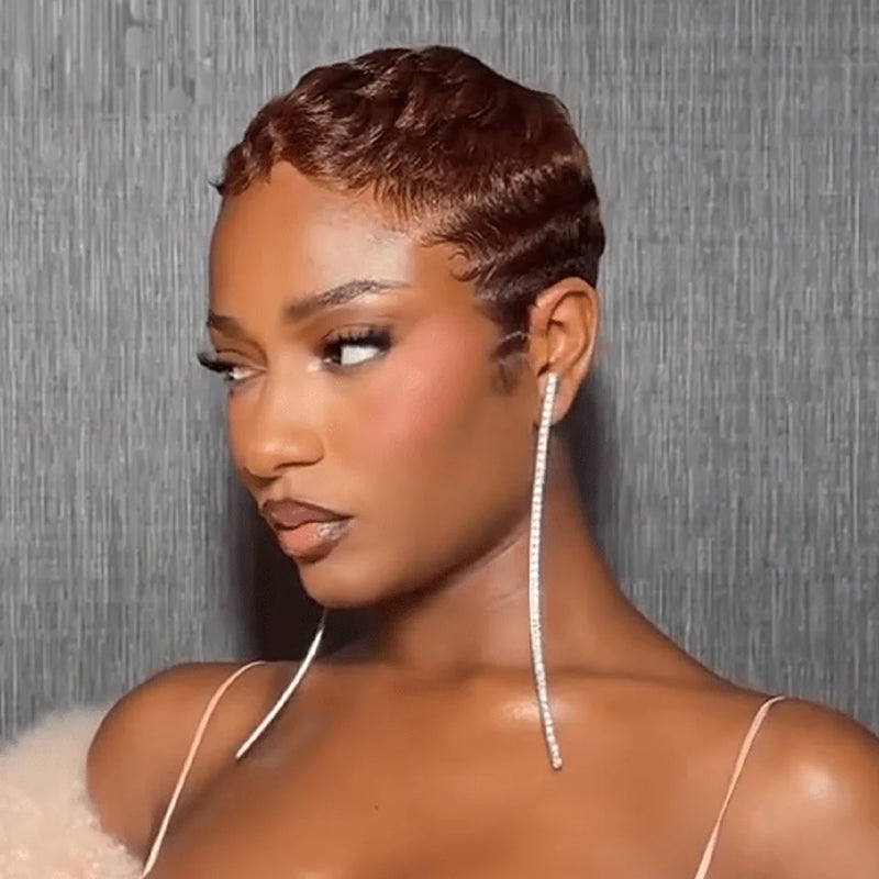 Modern Full Transparent Lace Super Short Brown Wig