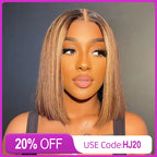 #4/27 Piano Fall Color Short 13x4 Lace Front Bob Wig Straight Hair