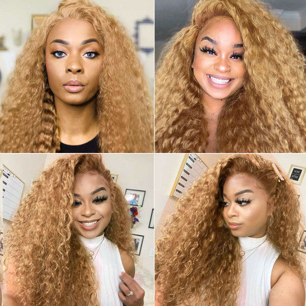 #27 Color HD Lace 13×4 Front Deep Wave Hair Wig 250% Density（3 Bundles+1 Front）