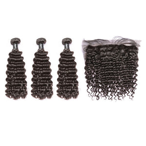 Oferta de paquete de ondas profundas de cabello virgen brasileño HJ Weave Beauty 8A