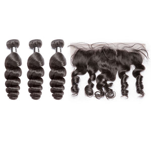 Oferta de paquete de ondas sueltas de cabello virgen brasileño HJ Weave Beauty 8A