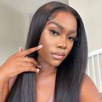 Pelucas de cabello con cierre recto de encaje transparente 6 × 6 180% de densidad