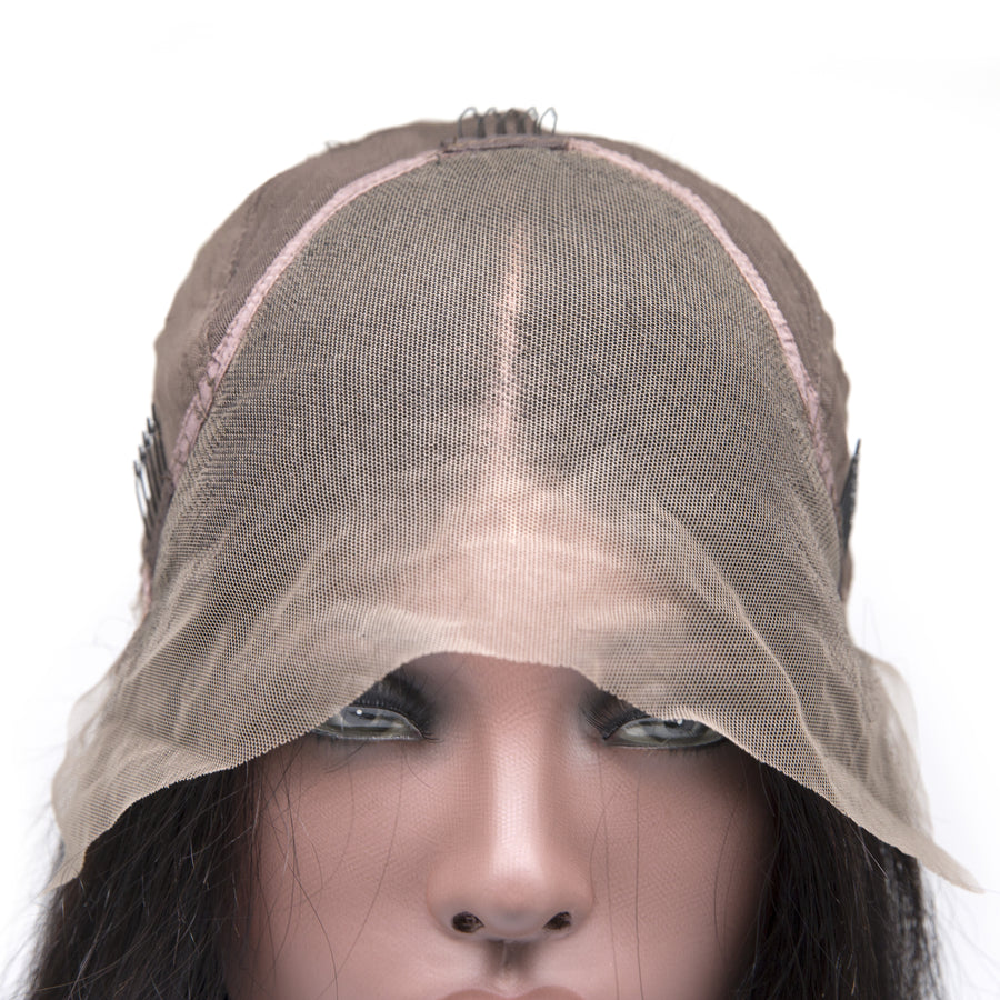 Pelucas de cabello frontal recto de 13 × 4 de encaje transparente 180% de densidad