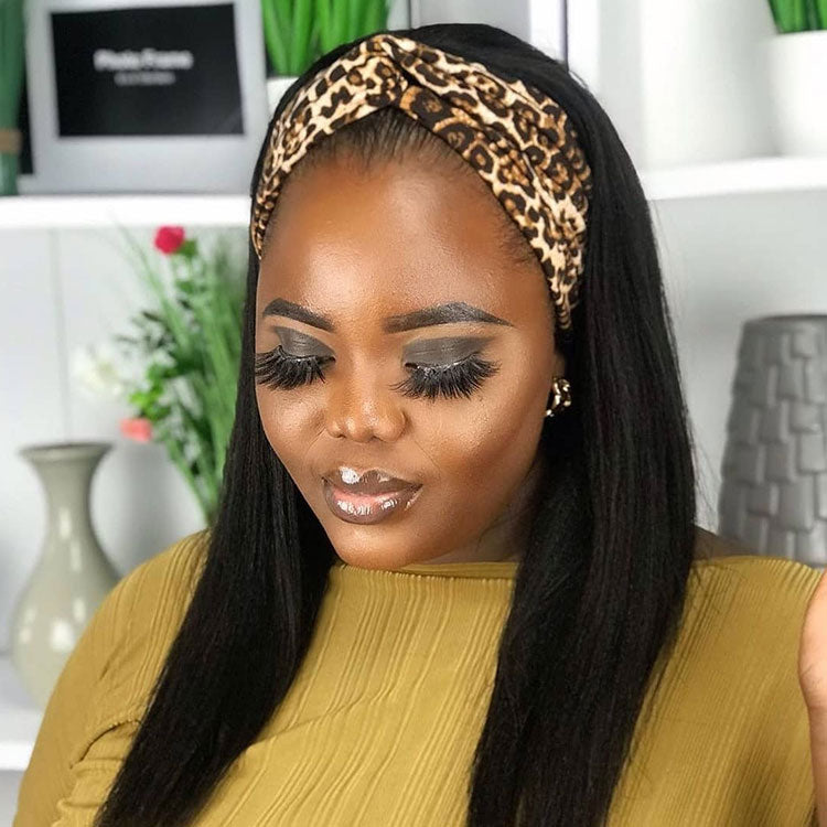 Kinky Straight 180% Density Headband Wig Human Hair