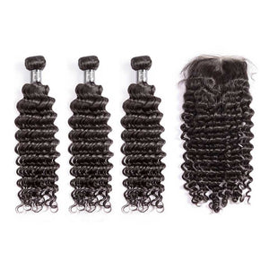 Oferta de paquete de ondas profundas de cabello virgen brasileño HJ Weave Beauty 7A