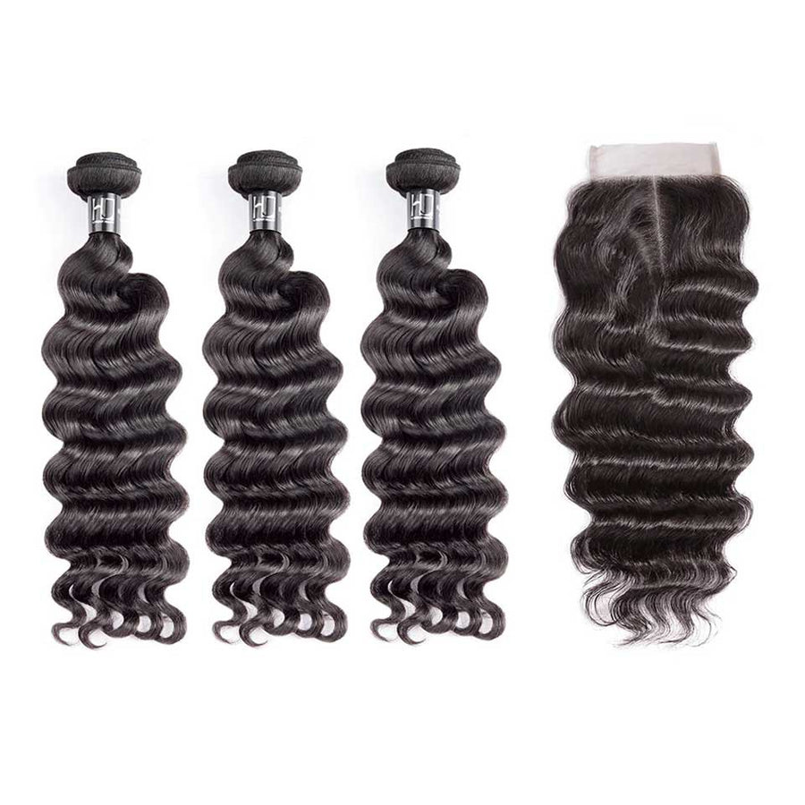 HJ Weave Beauty 7A Brazilian Virgin Hair Natural Wave Bundle Deal
