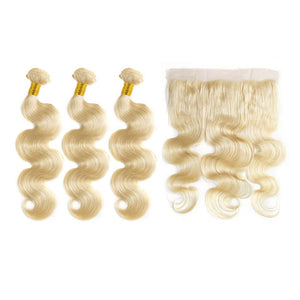 HJ Weave Beauty 7A #613 Oferta de paquete de ondas corporales de cabello virgen rubio