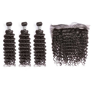 Oferta de paquete de ondas profundas de cabello virgen brasileño HJ Weave Beauty 7A