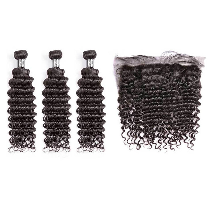 HJ WEAVE BEAUTY 10A Brazilian Mink Hair Deep Wave Bundle Deal