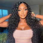 13x6 Lace Wig Curly Deep Wave Virgin Hair Pre-plucked Hairline