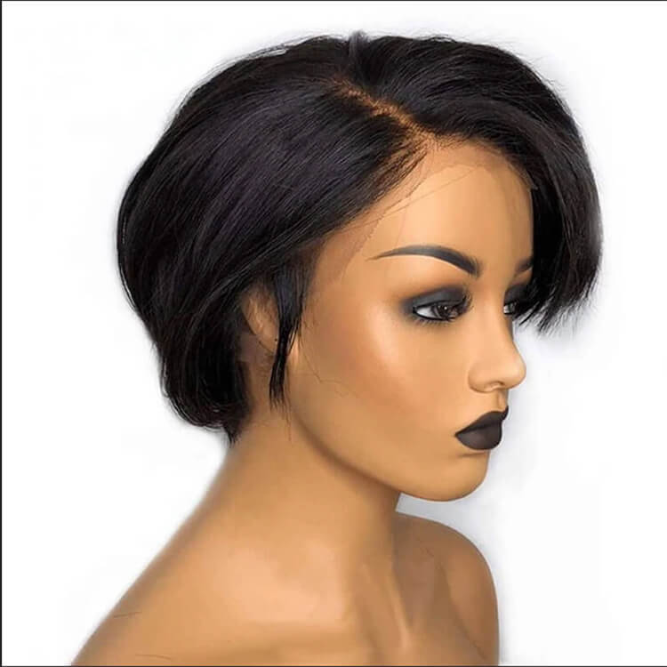 Short Pixie Cut Wig Straight Human Hair Wigs T Part Transparent Lace Wig Side Part Wig Preplucked Hairline