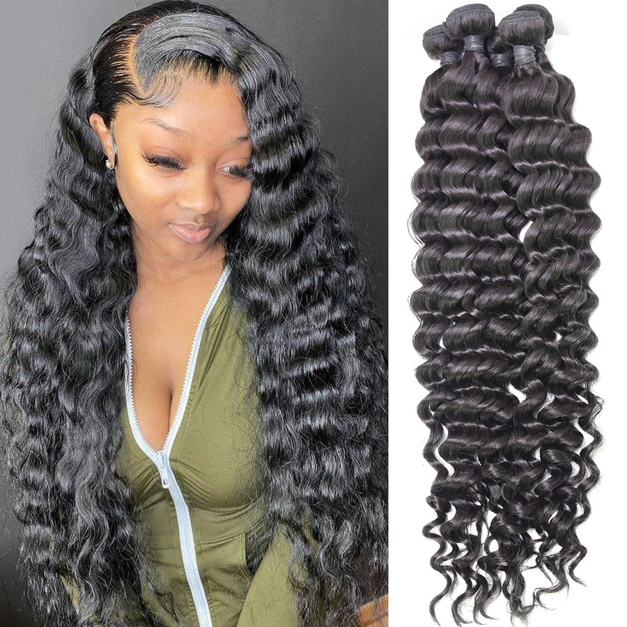 HJ Weave Beauty 7A Brazilian Virgin Hair Natural Wave Bundle Deal