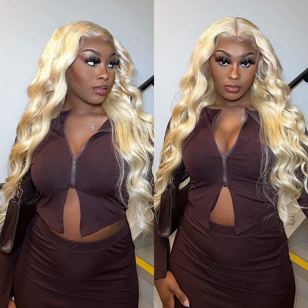 13x4 Transparent Lace Front Wig Body wave 613 Blonde Color Wig