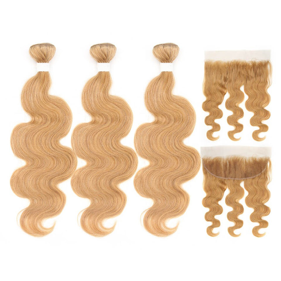 HJ Weave Beauty #27 Oferta de paquete de ondas corporales de cabello virgen coloreado