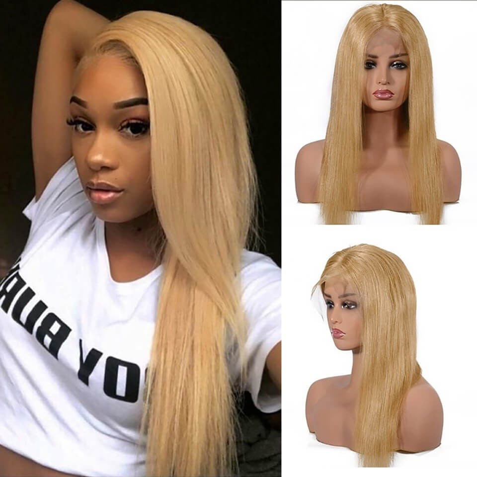 #27 Colored Hair Lace Front Wig Straight Colored Human Hair Lace Wigs