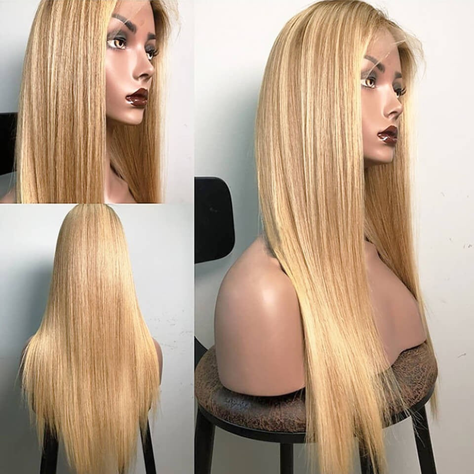 #27 Colored Hair Lace Front Wig Straight Colored Human Hair Lace Wigs