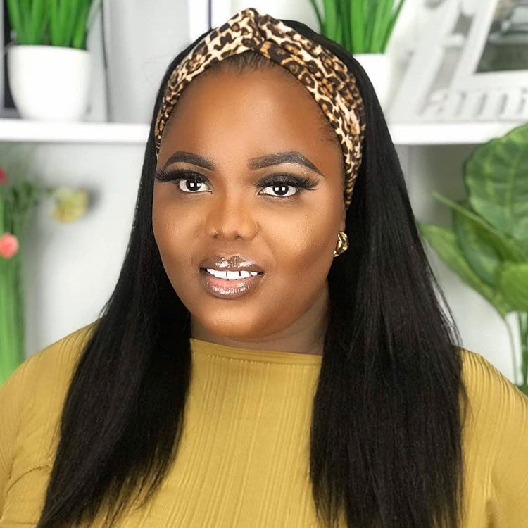 Kinky Straight 180% Density Headband Wig Human Hair