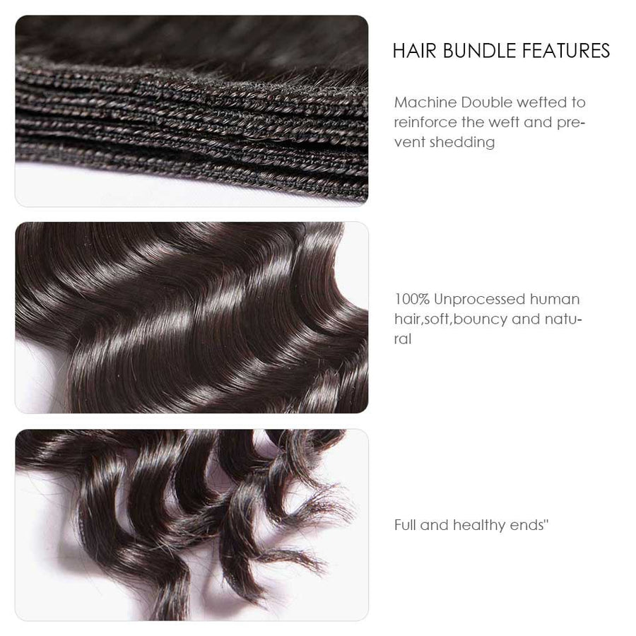 HJ Weave Beauty 8A Brazilian Virgin Hair Natural Wave Bundle Deal