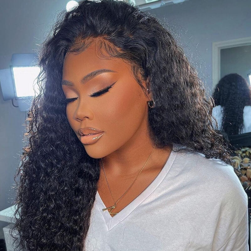 Curly Deep Wave 13x4 Lace Front Wig Human Hair Lace Wig