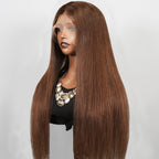 HD Glueless Chocolate Brown Colored Straight Human Hair Wigs