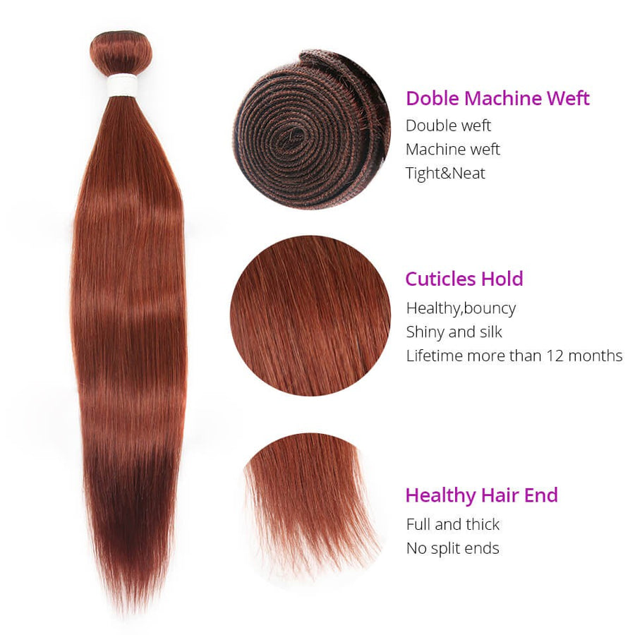 HJ Weave Beauty #33 Colored Virgin Hair Straight Bundle Deal