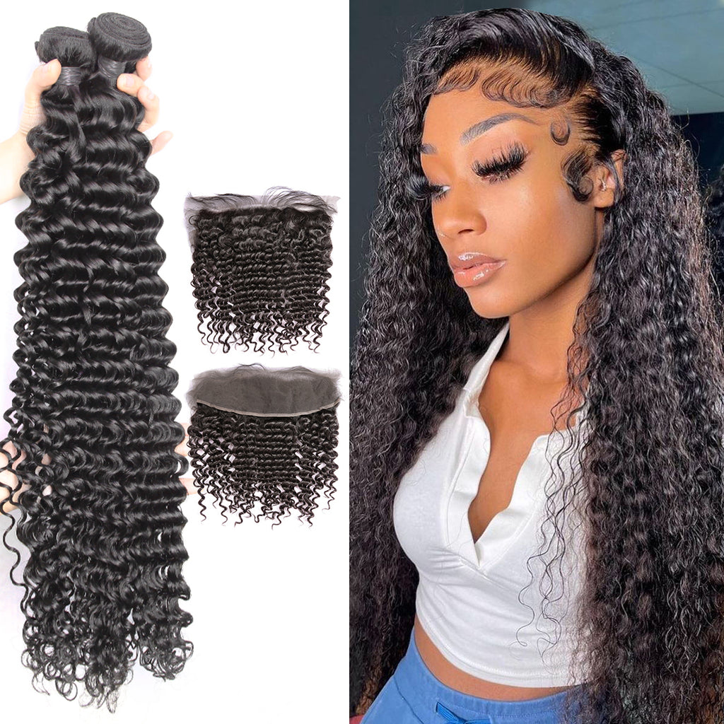 HJ Weave Beauty 7A Brazilian Virgin Hair Deep Wave Bundle Deal