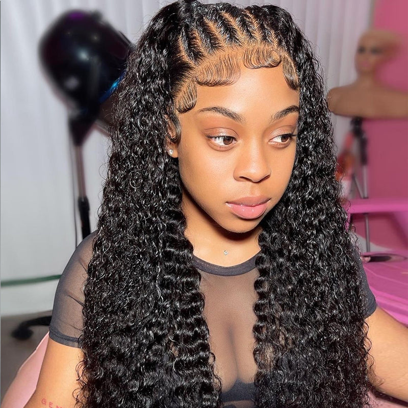 Deep Wave Full Lace Wig Pre Plucked Hairline With Baby Hair