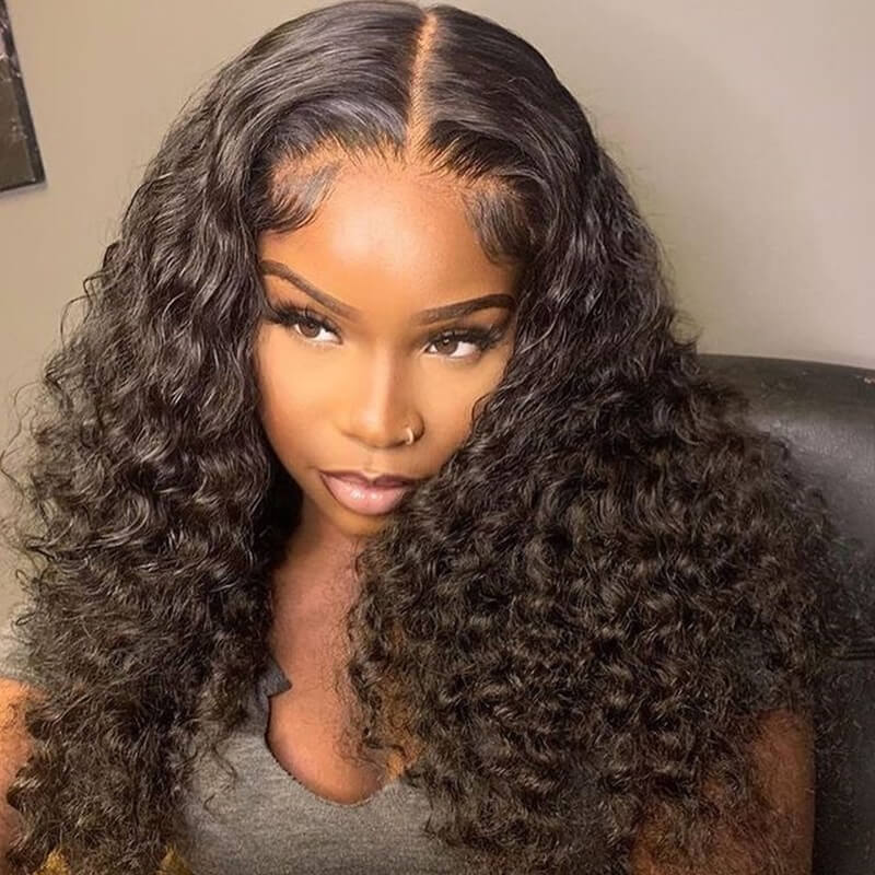 13x6 Lace Wig Curly Deep Wave Virgin Hair Pre-plucked Hairline