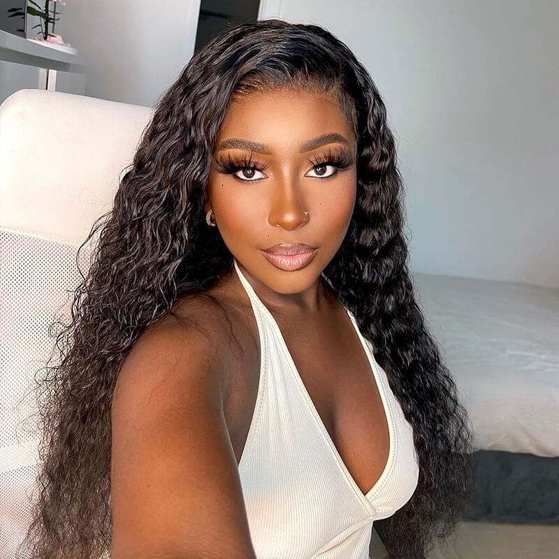 13x6 Lace Wig wet and wavy Water Wave Virgin Hair Glueless Pre-plucked Hairline