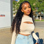 Braids With Curls 13x4 HD Lace Full Front Wig Free part Human Hair Wigs 250% Density