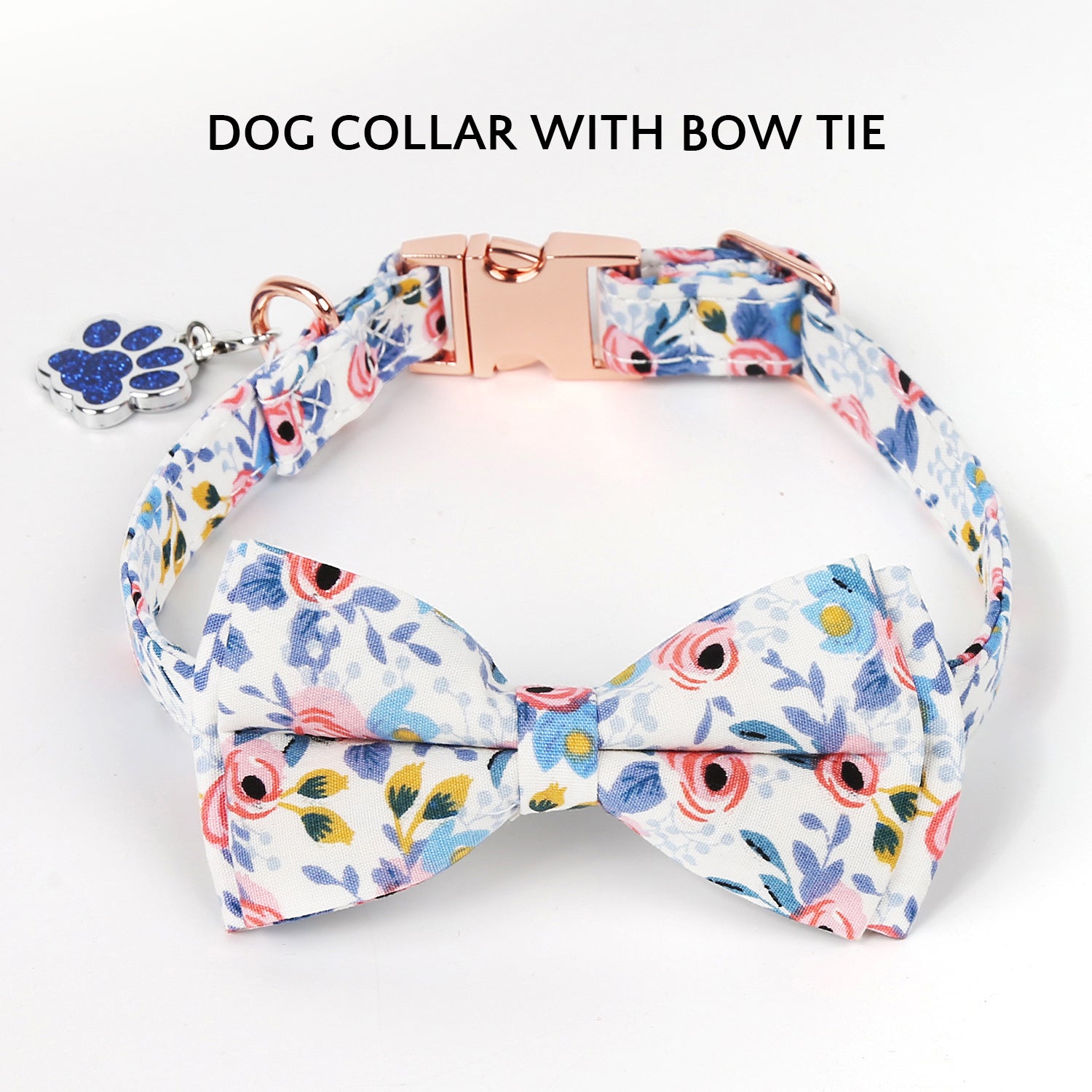 Pokchio Dog Collar with Bow Tie, Dog Collar and Dog Leash Set, Adjustable Dog Bow Tie Collar with Dog Tag & Metal Buckle for Small Medium Dogs.