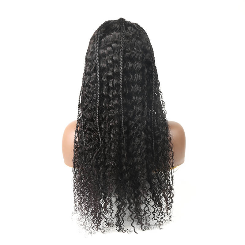 Braids With Curls 13x4 HD Lace Full Front Wig Free part Human Hair Wigs 250% Density
