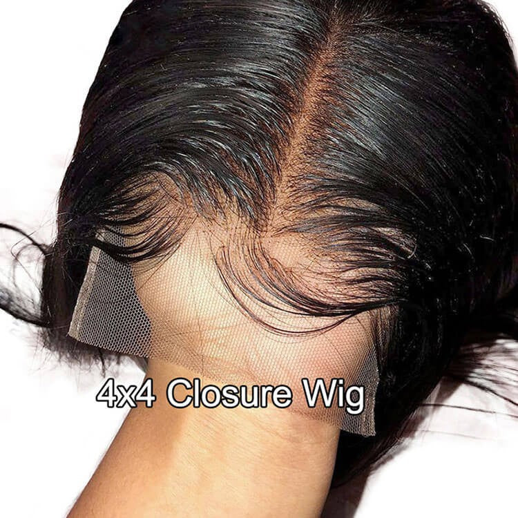 Peluca rizada de onda profunda 4x4 con cierre de encaje Peluca de encaje de cabello humano