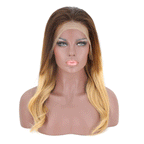 Celebrity Ombre Color Cabello ondulado 13x4 Frontal Peluca 180% Densidad