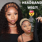 Rizado Onda profunda 180% Densidad Diadema Peluca Cabello humano Sin pegamento Sin gel