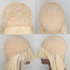 #613 Blonde Color Bob Wig With Bangs Short Hair 180% Density