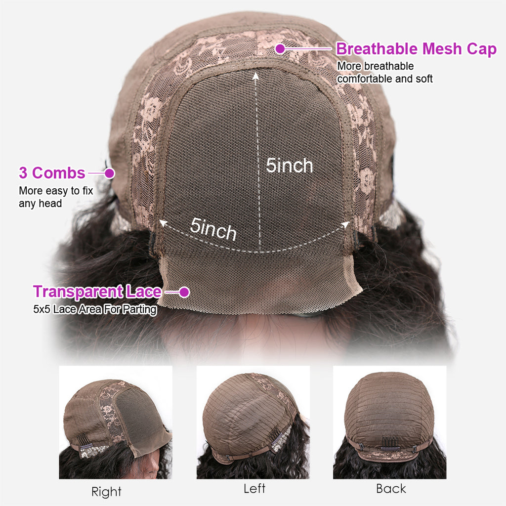 5x5 Transparent Lace Staright Bob Wig 180% Density