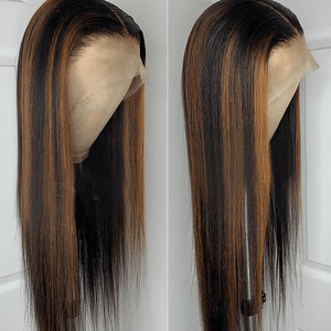 #1B/30 Highlight Color 13x4 Straight Lace Front Wigs 180% Density
