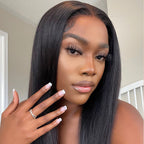 Pelucas de cabello con cierre recto de encaje transparente 6 × 6 180% de densidad