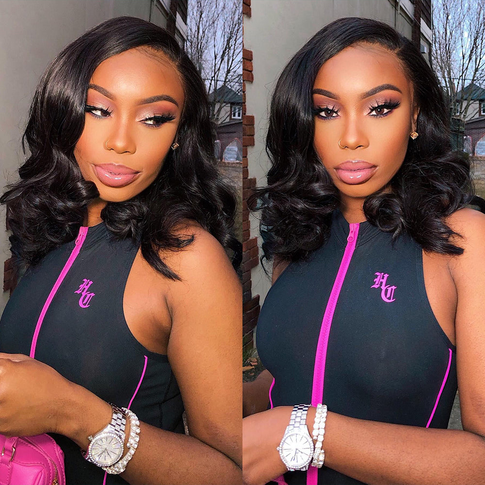 13x4 Transparent Lace Bob Wig Body wave 180% Density