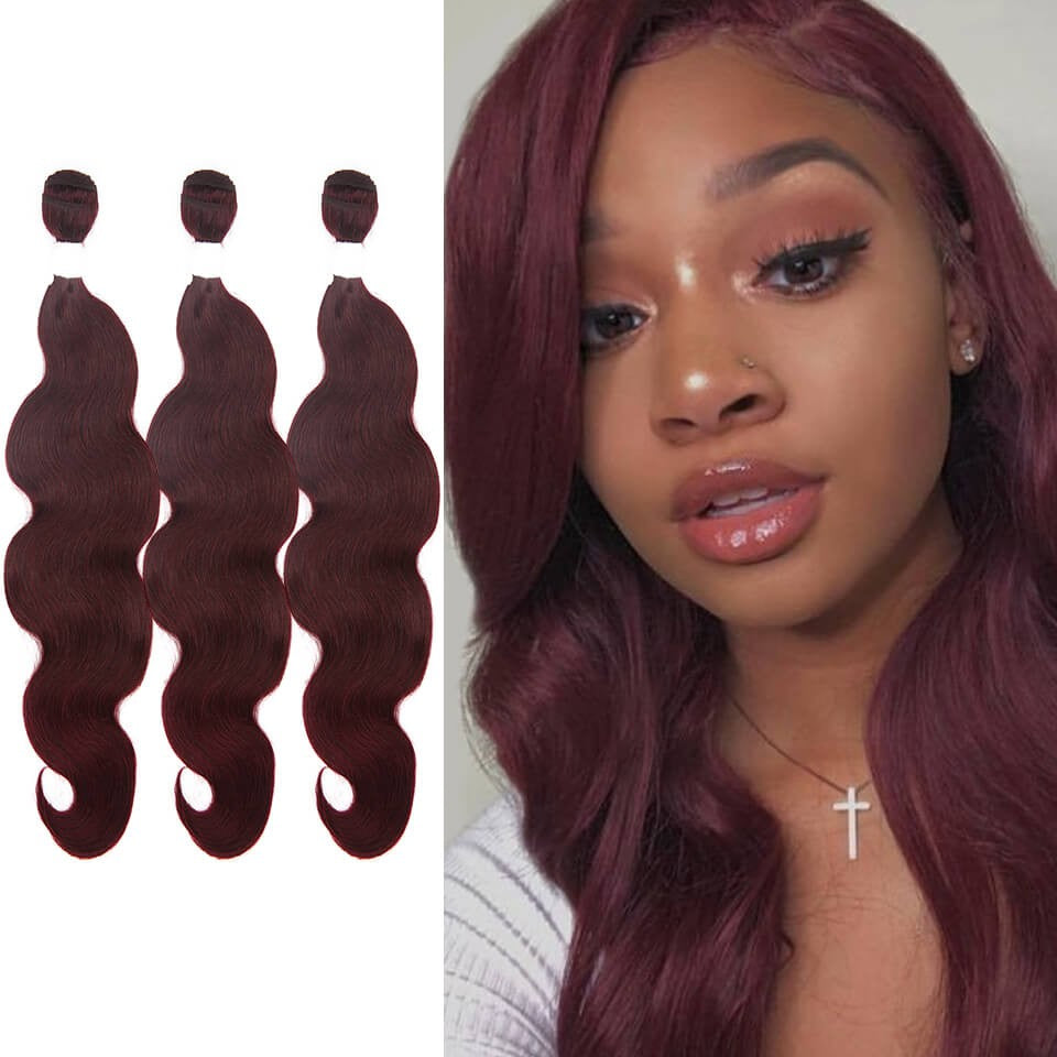HJ Weave Beauty #99J Colored Virgin Hair Body Wave Bundle Deal