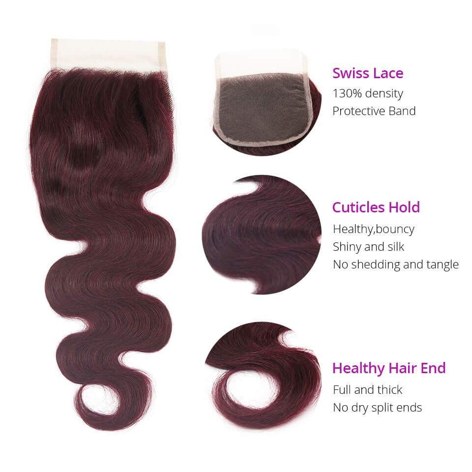 HJ Weave Beauty #99J Colored Virgin Hair Body Wave Bundle Deal