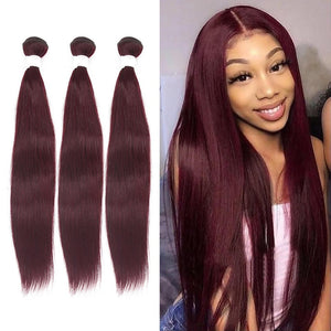 HJ Weave Beauty #99J Colored Virgin Hair Straight Bundle Deal
