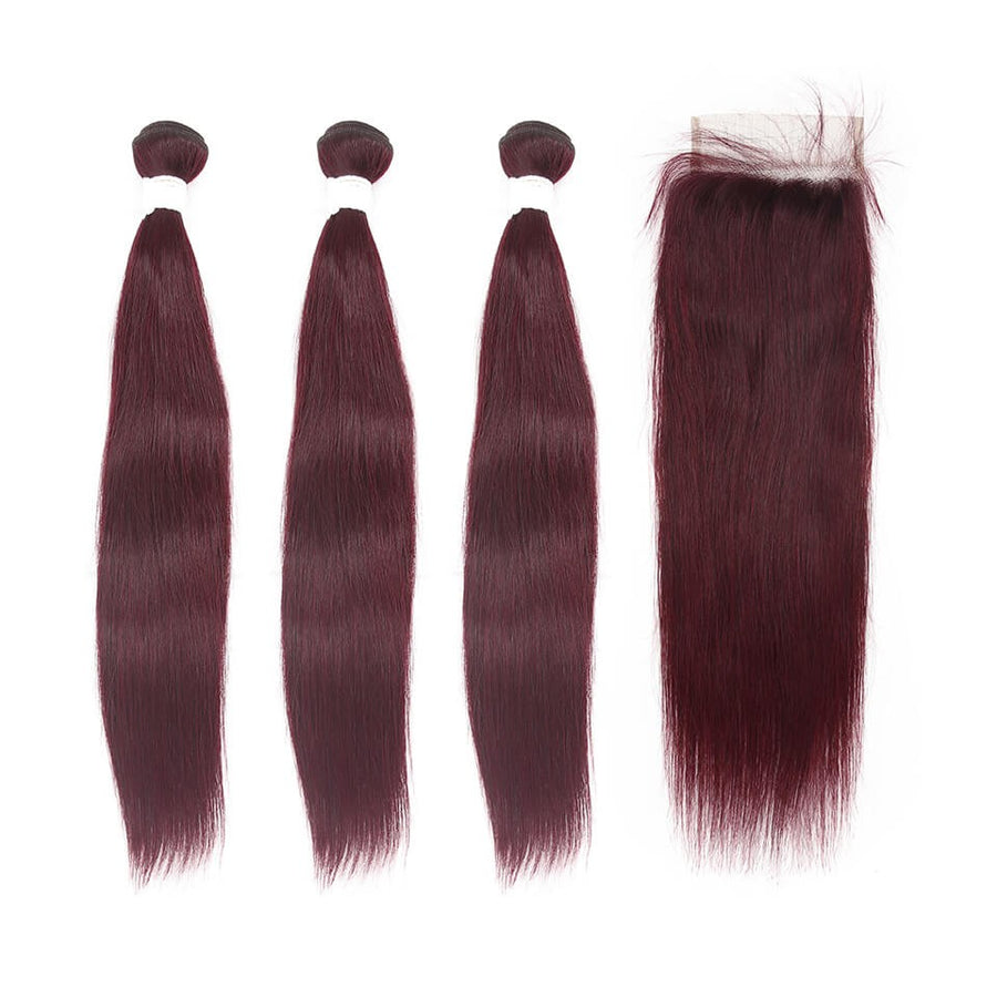 HJ Weave Beauty #99J Oferta de paquete recto de cabello virgen coloreado