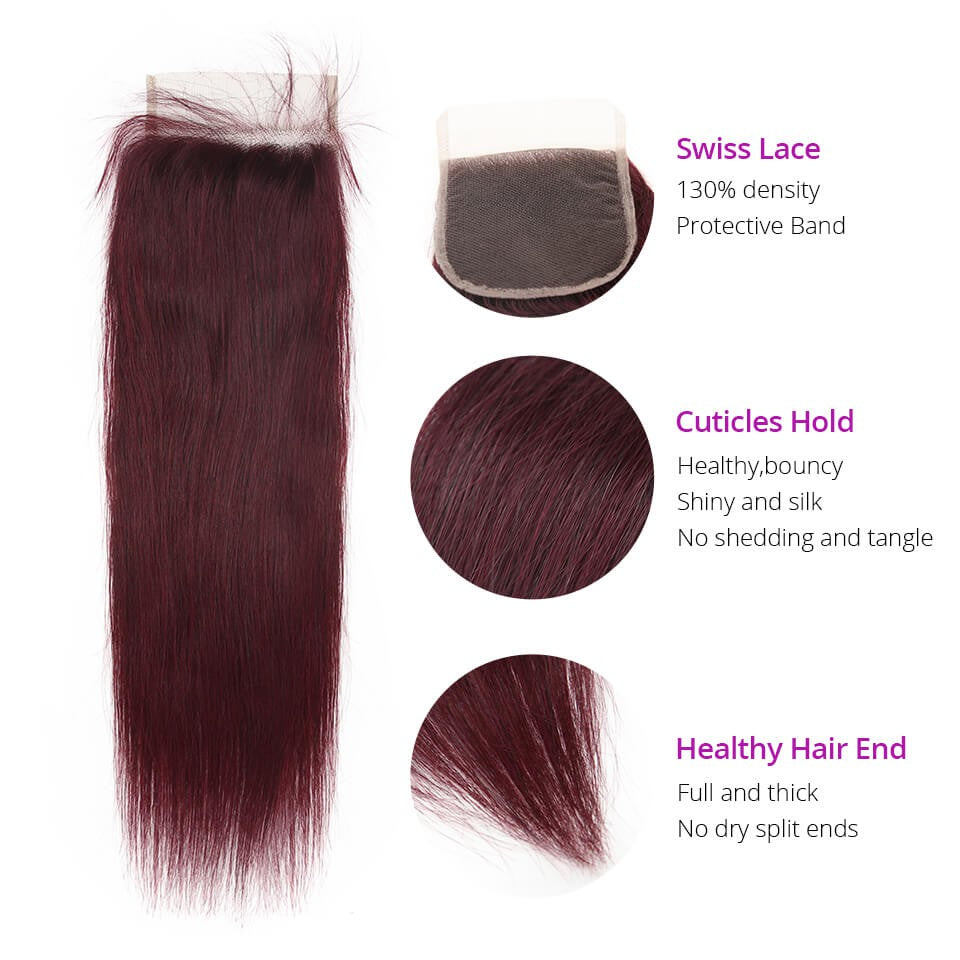 HJ Weave Beauty #99J Colored Virgin Hair Straight Bundle Deal